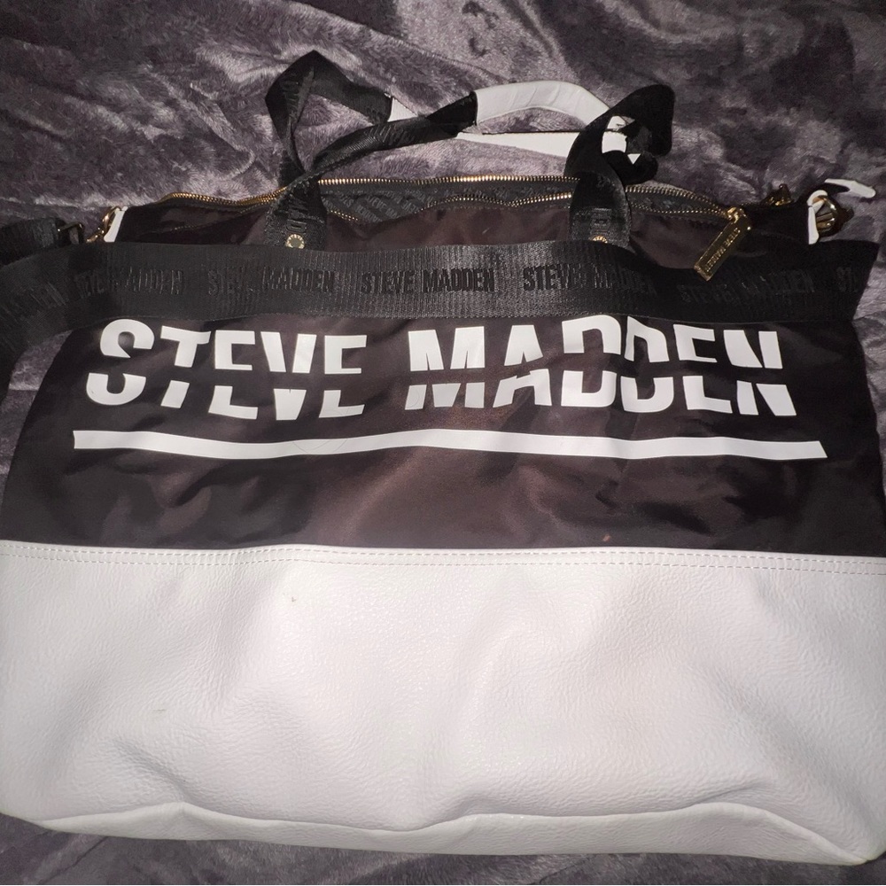 large Black and white steve madden travel bag!